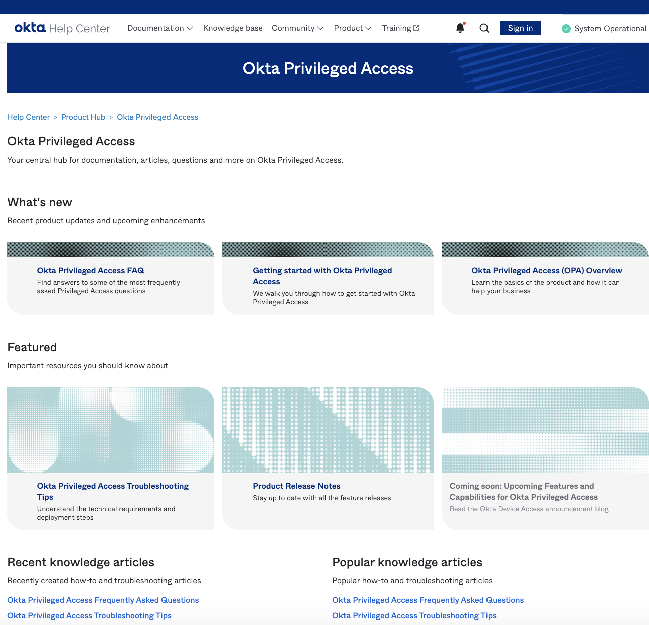 Privileged Access Product Hub page