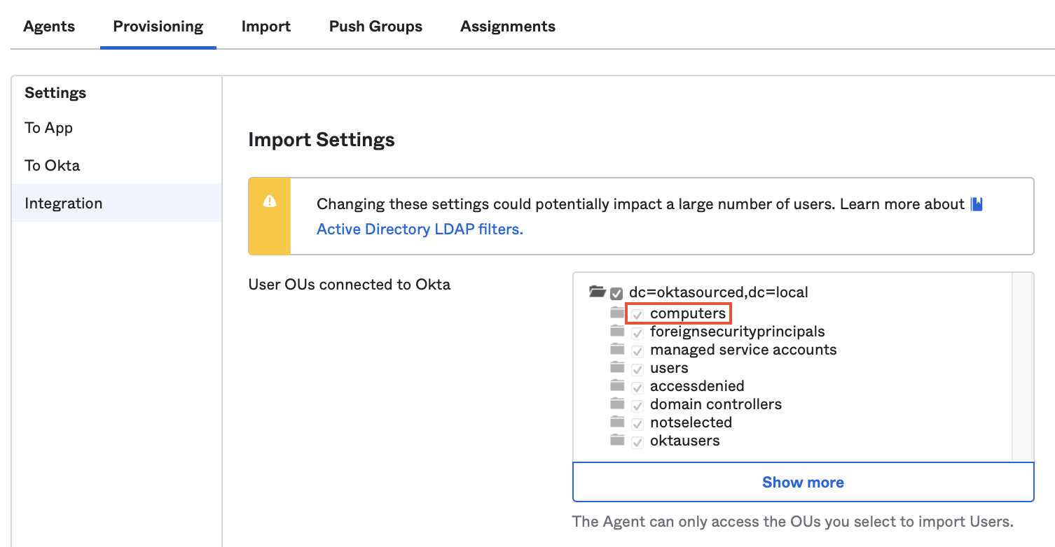 Import settings