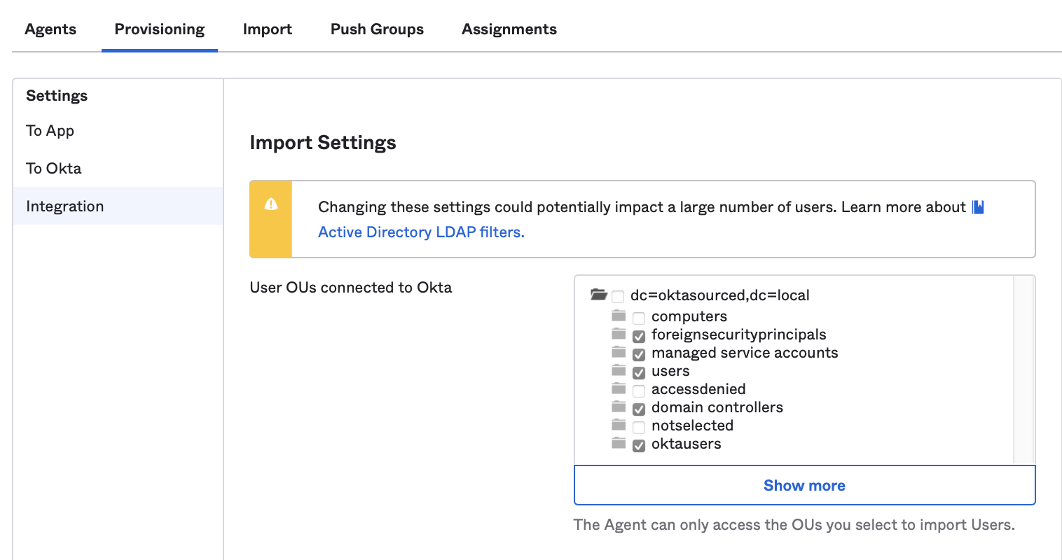 Import settings