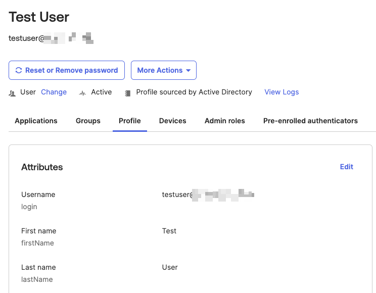 Test User profile