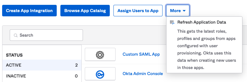 Refresh Application Data button