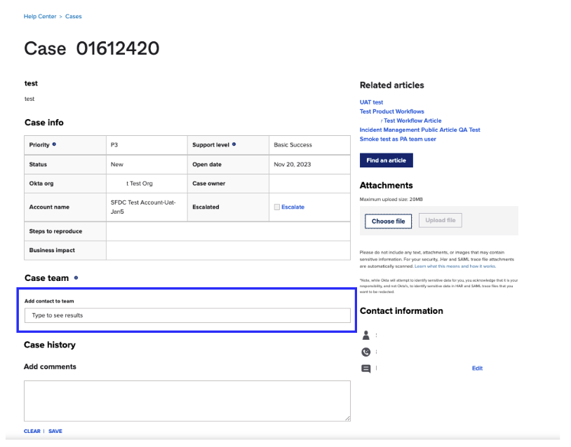 Change in Case Access on the Okta Help Center