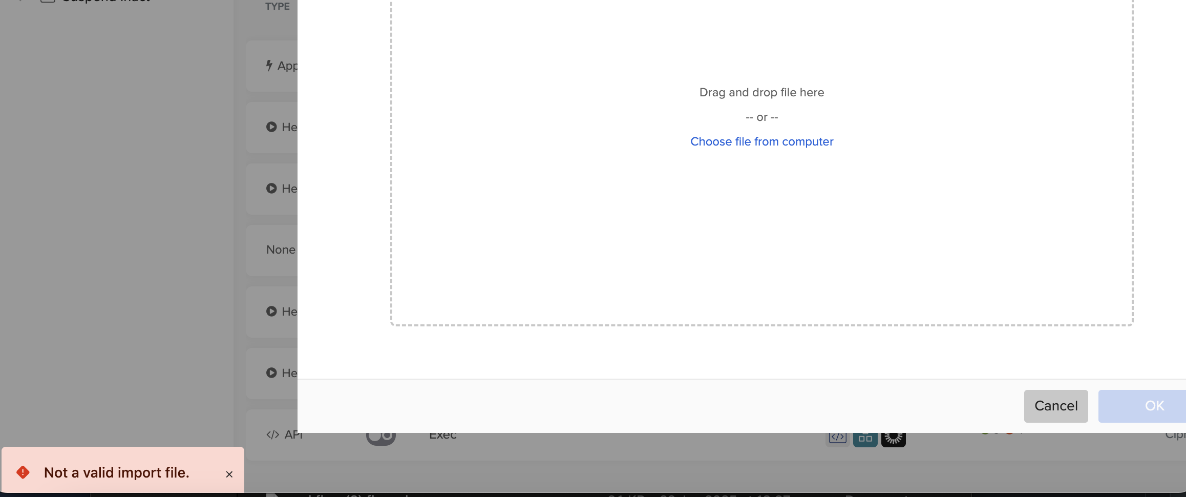 "Not a valid import file" Error