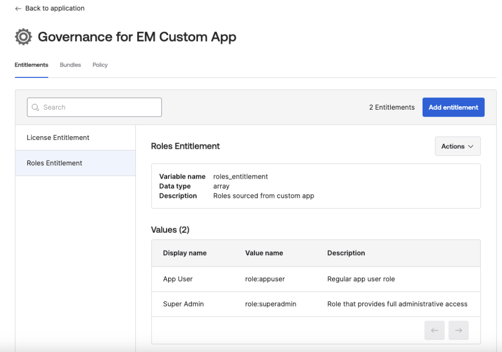Governance for Custom App
