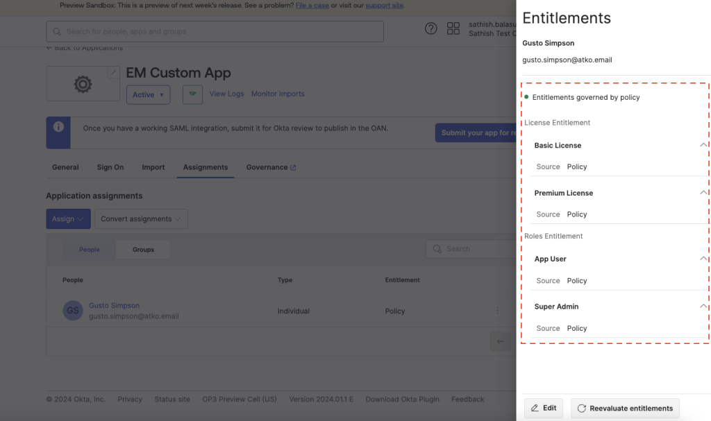 User's Entitlements