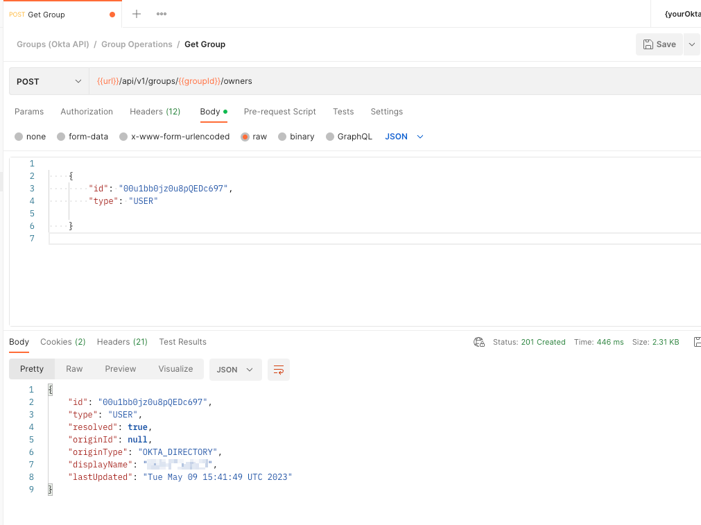 Group Owner Request Example