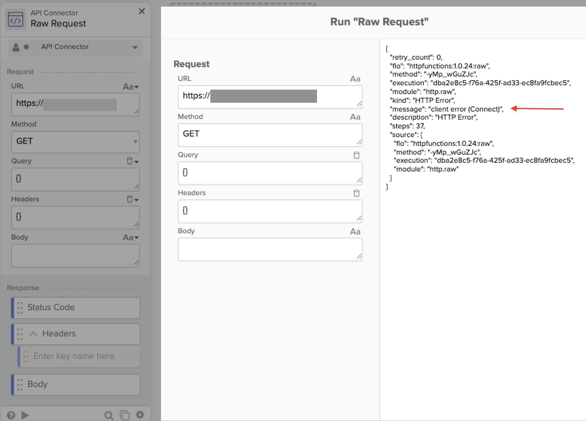Raw Request Card failure