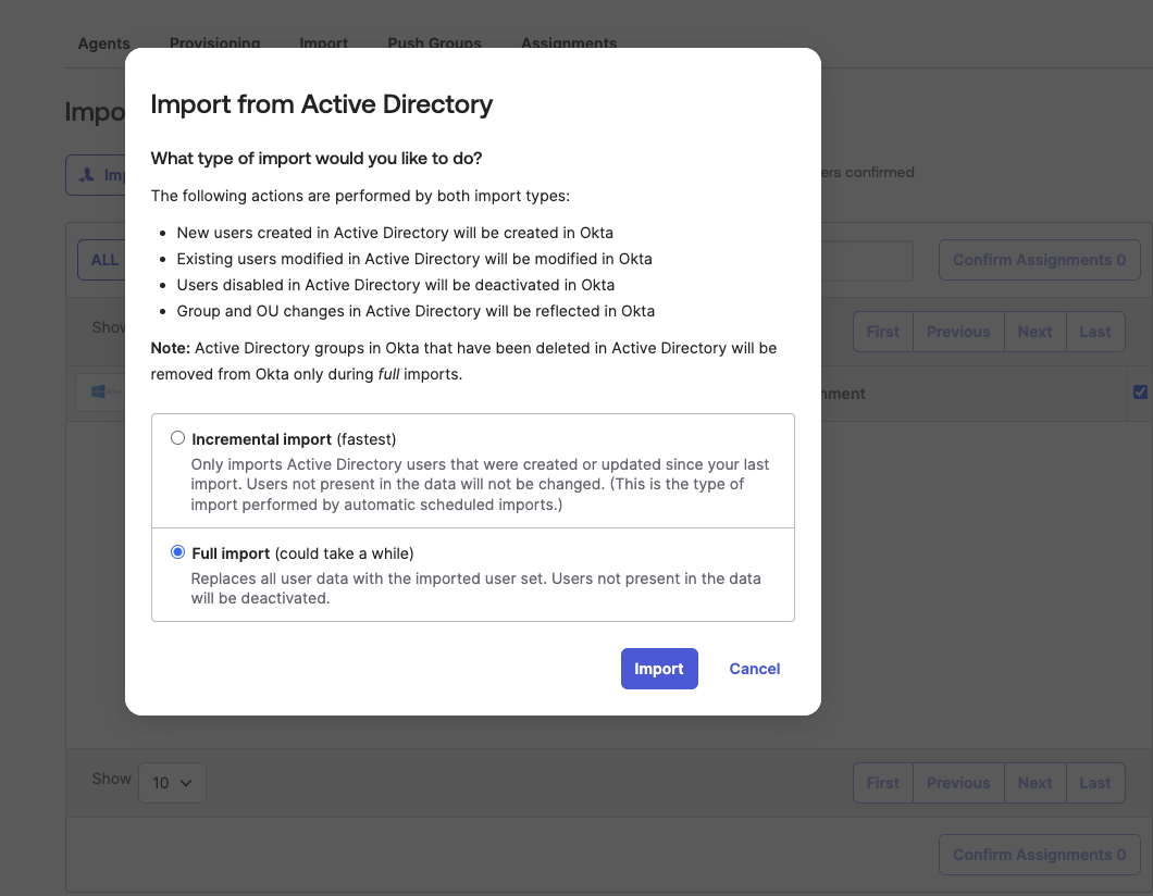 How to Perform a Full Import with Active Directory