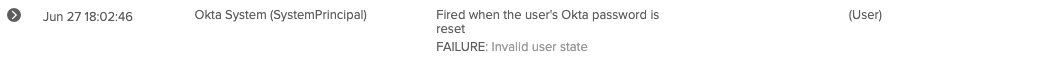 "Invalid User State" Error in System Logs