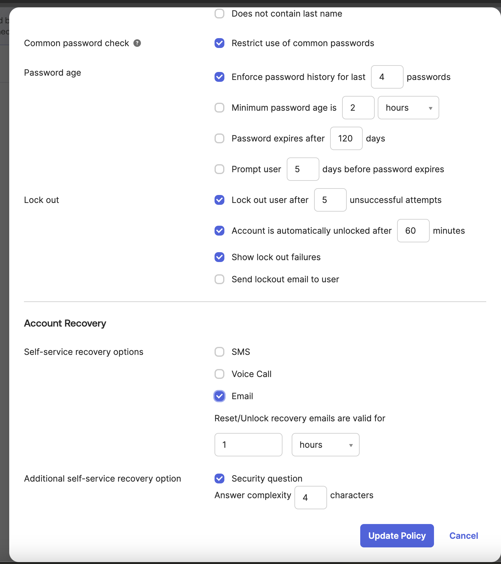 Password policy