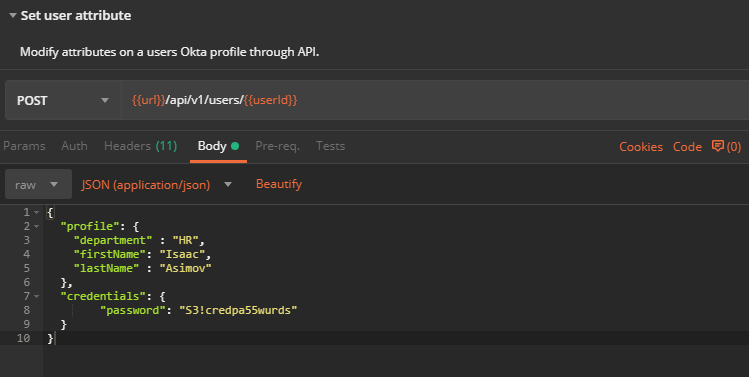 Changing an Okta User's Attributes or Password via API