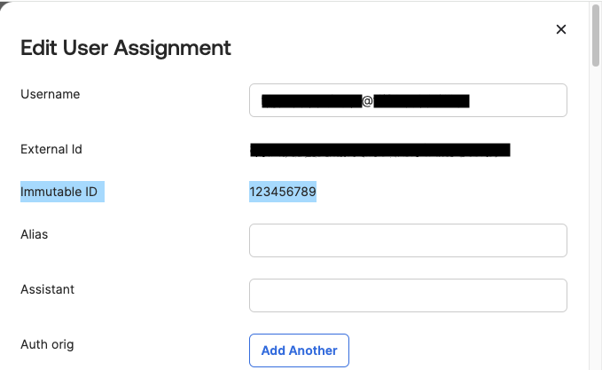Edit User Assignment - Immutable ID