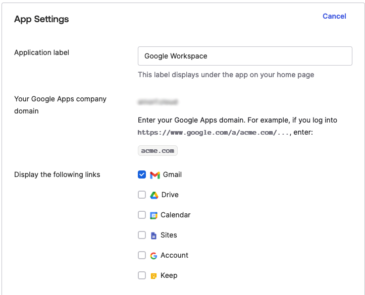 Google Workspace App Settings