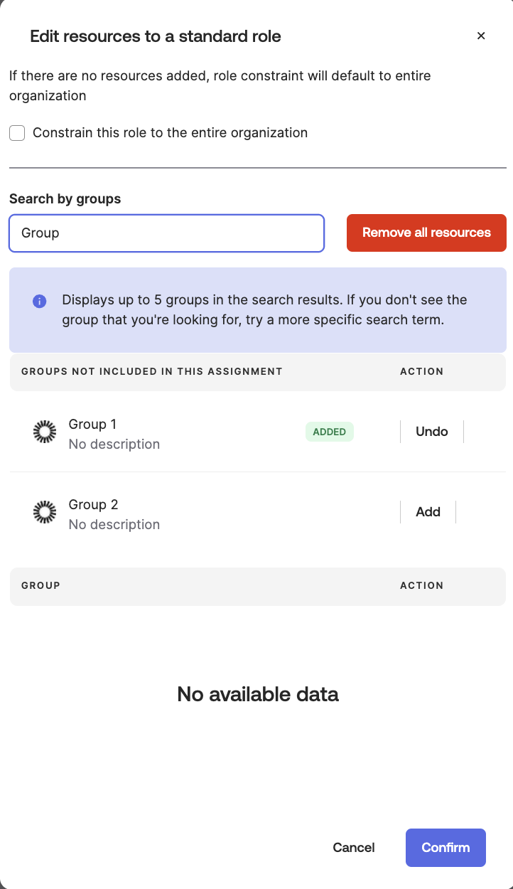 Edit Resources to a standard role