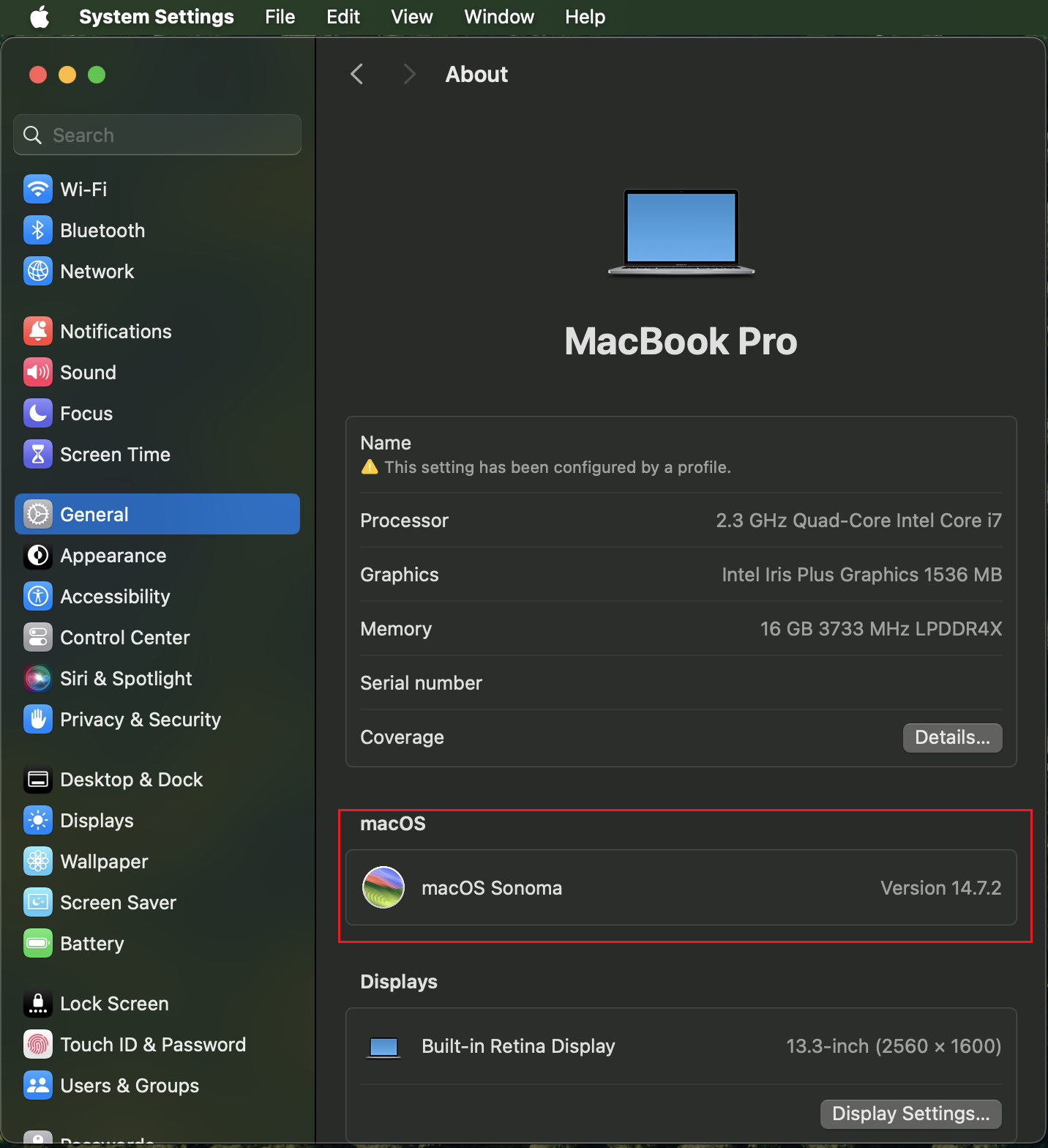 Mac System Properties OS Version