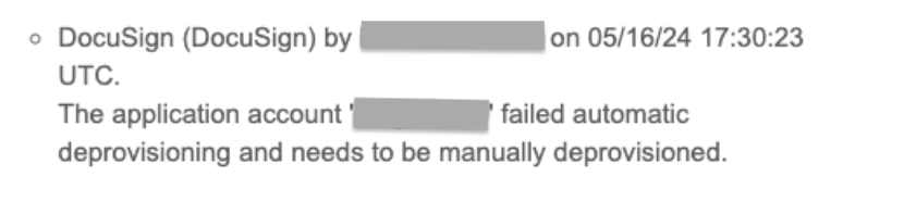 User Deactivation Summary Email