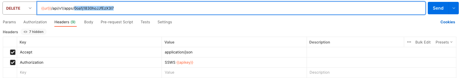 Delete App&nbsp;API call
