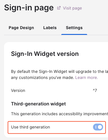 Sign-in Widget version