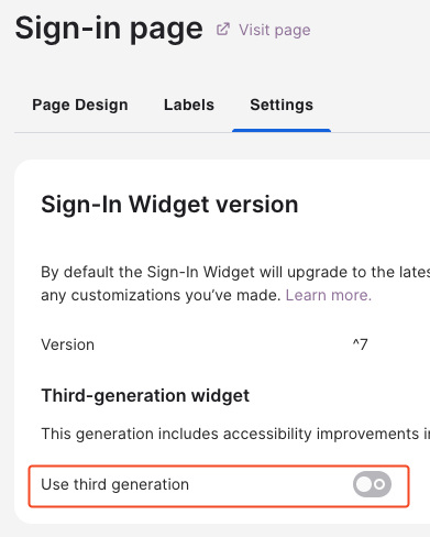 Sign-in Widget version