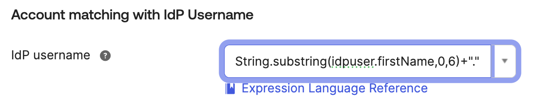 Account matching with Idp Username
