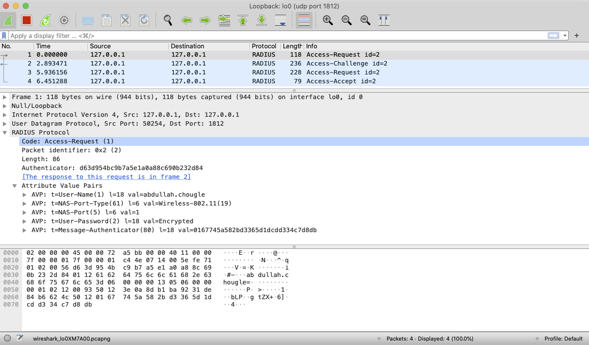 Wireshark trace