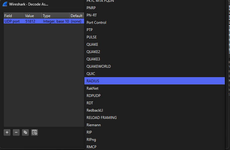 Choose RADIUS for value
