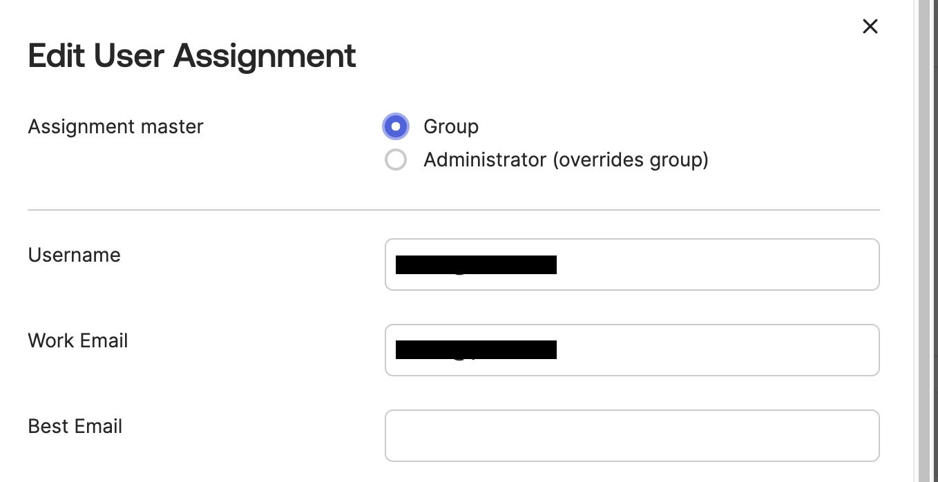 Edit User Assignment