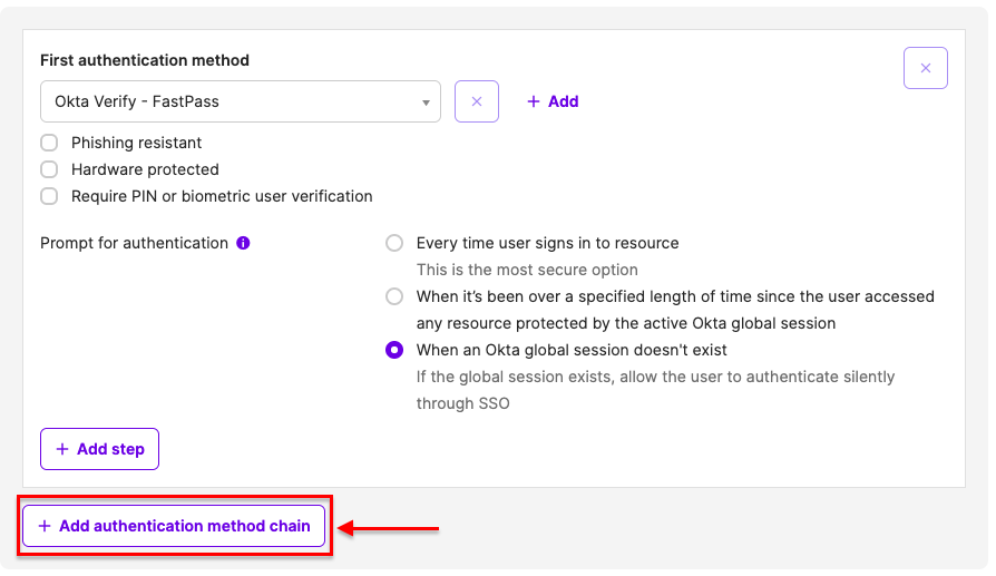 Add "Authentication method chain"