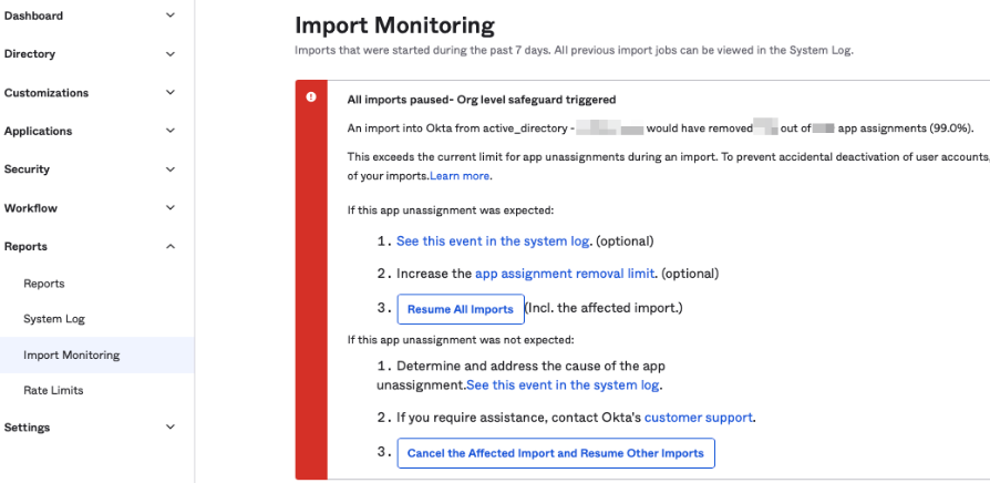 Import monitoring