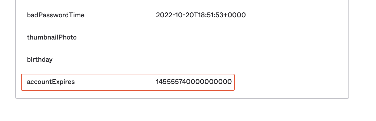 Visible accountExpires attribute for a User Profile