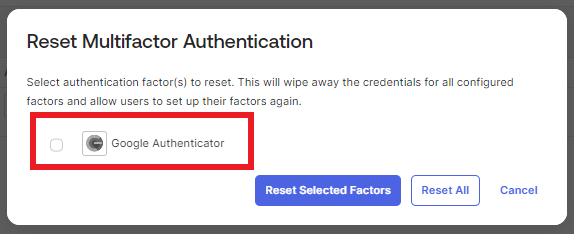 Reset Multifactor Authentication