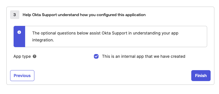 "This is an internal app that we have created" checkbox