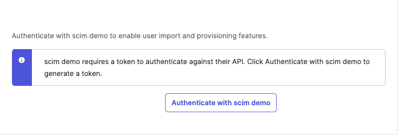 "Authenticate with scim demo" button