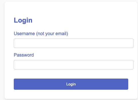 Login page