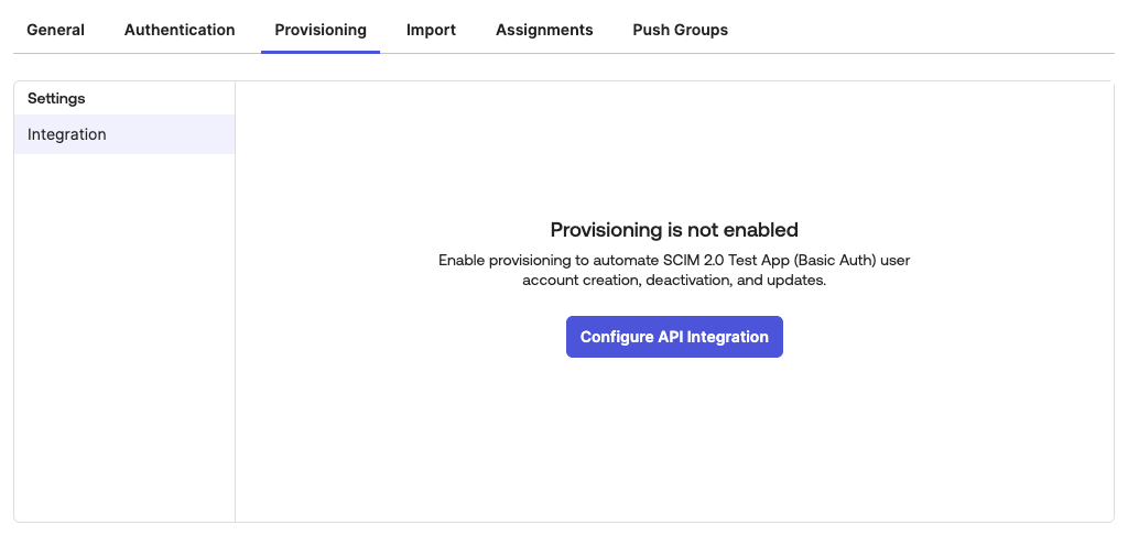 Provisioning tab