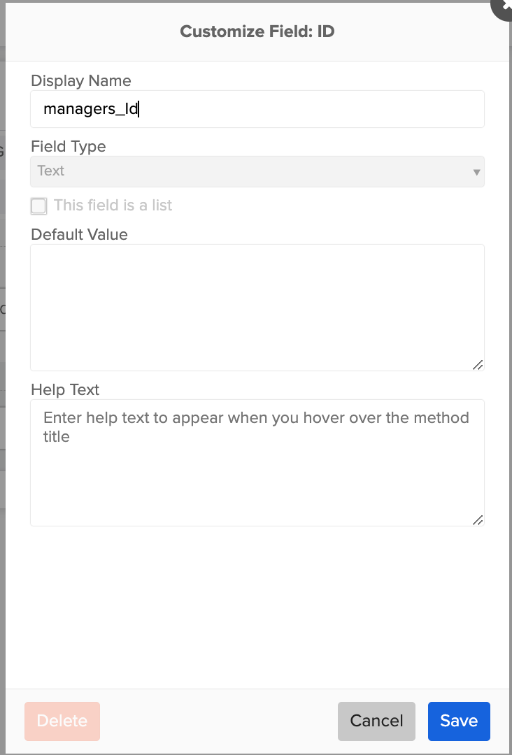 Customize field: ID