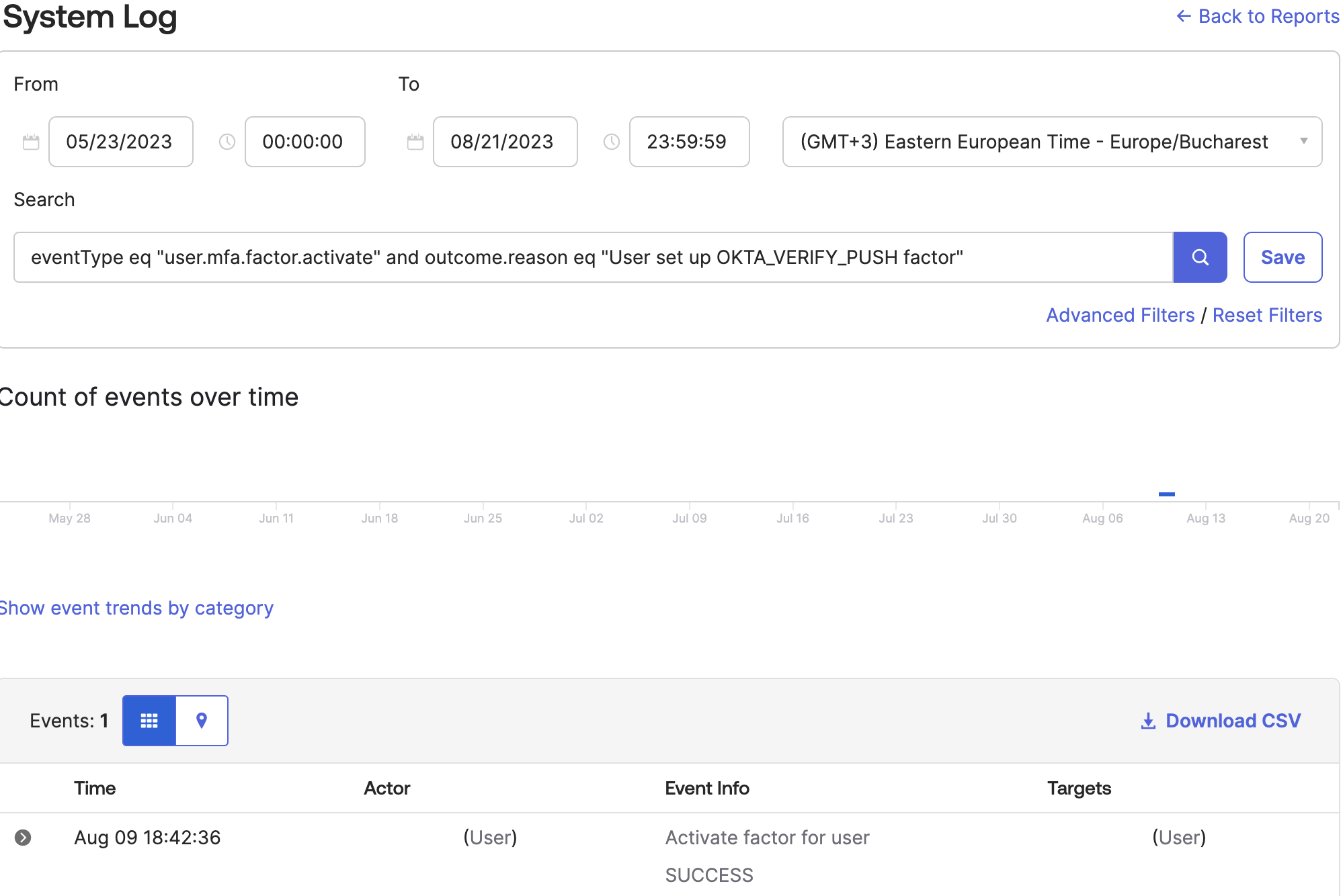 System Log event