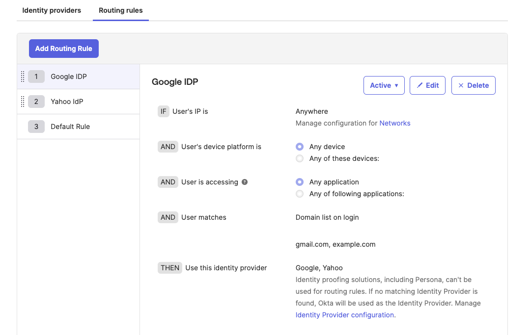Google Routing Rules