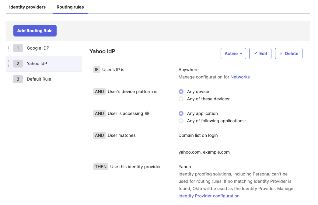 Yahoo Routing Rules