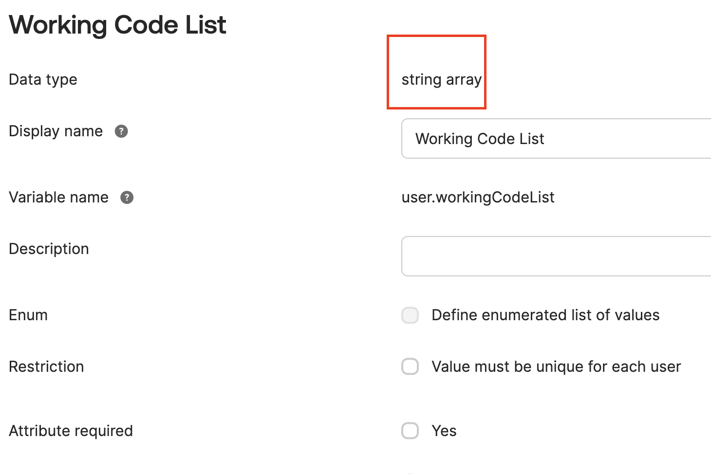 string array type