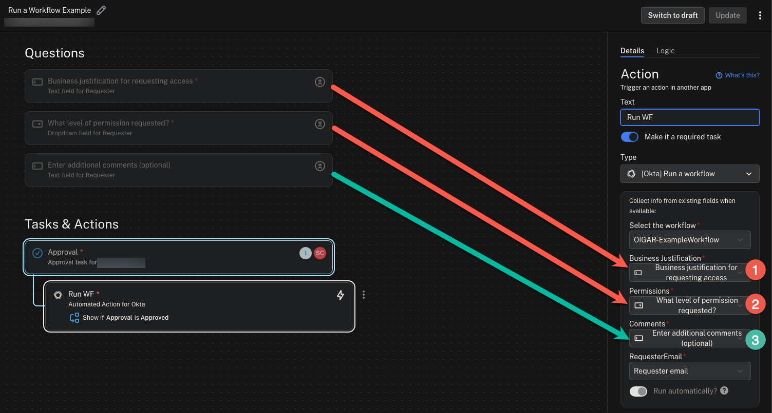 Run a Delegated Workflow with three inputs