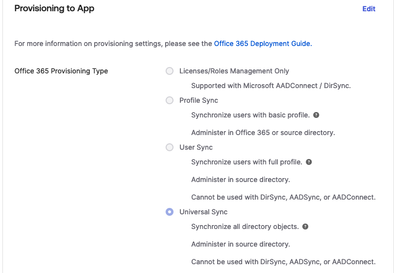 Provisioning to App