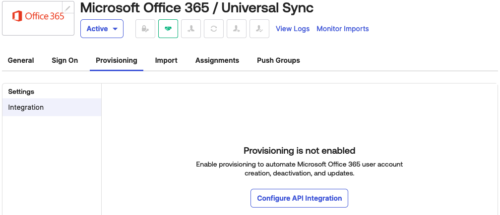 Office 365 provisioning disabled