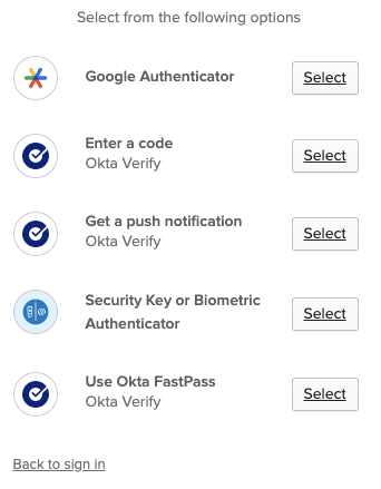 Authenticator options