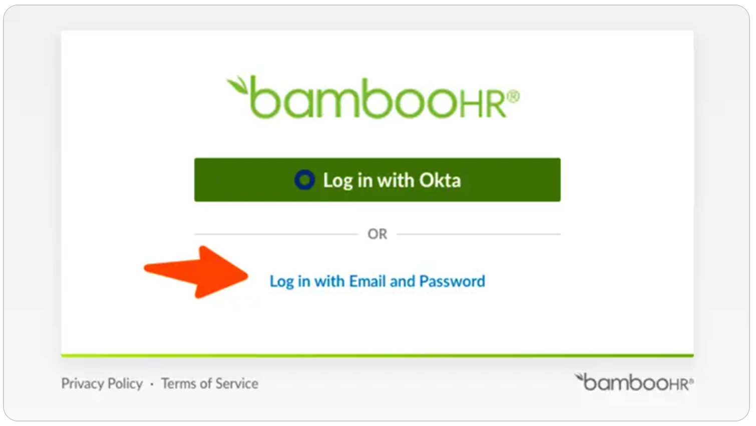 "Log in with Email and Password" option