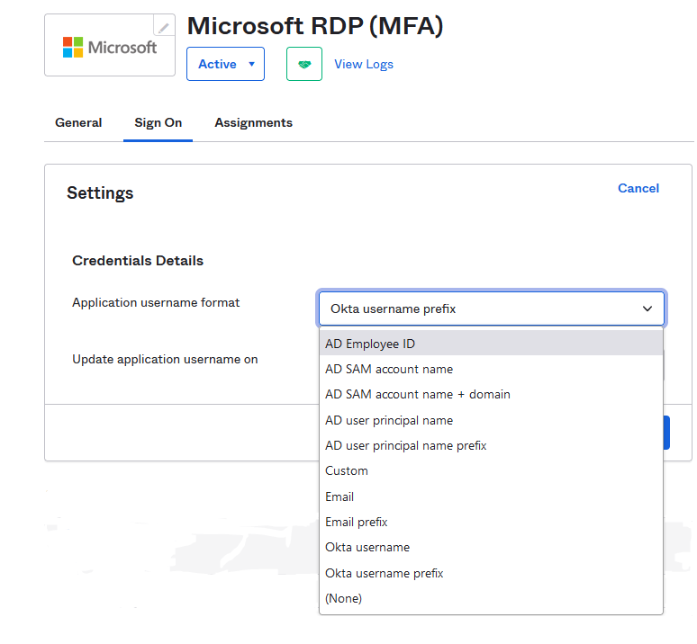 options for username format
