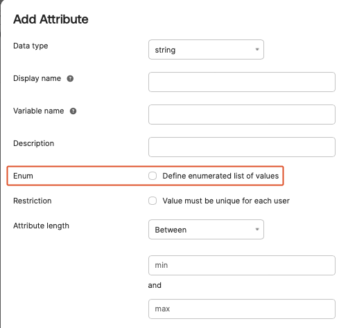 "Define enumerated list of values" option
