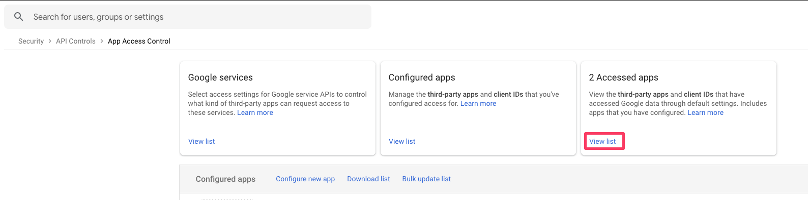 View List button