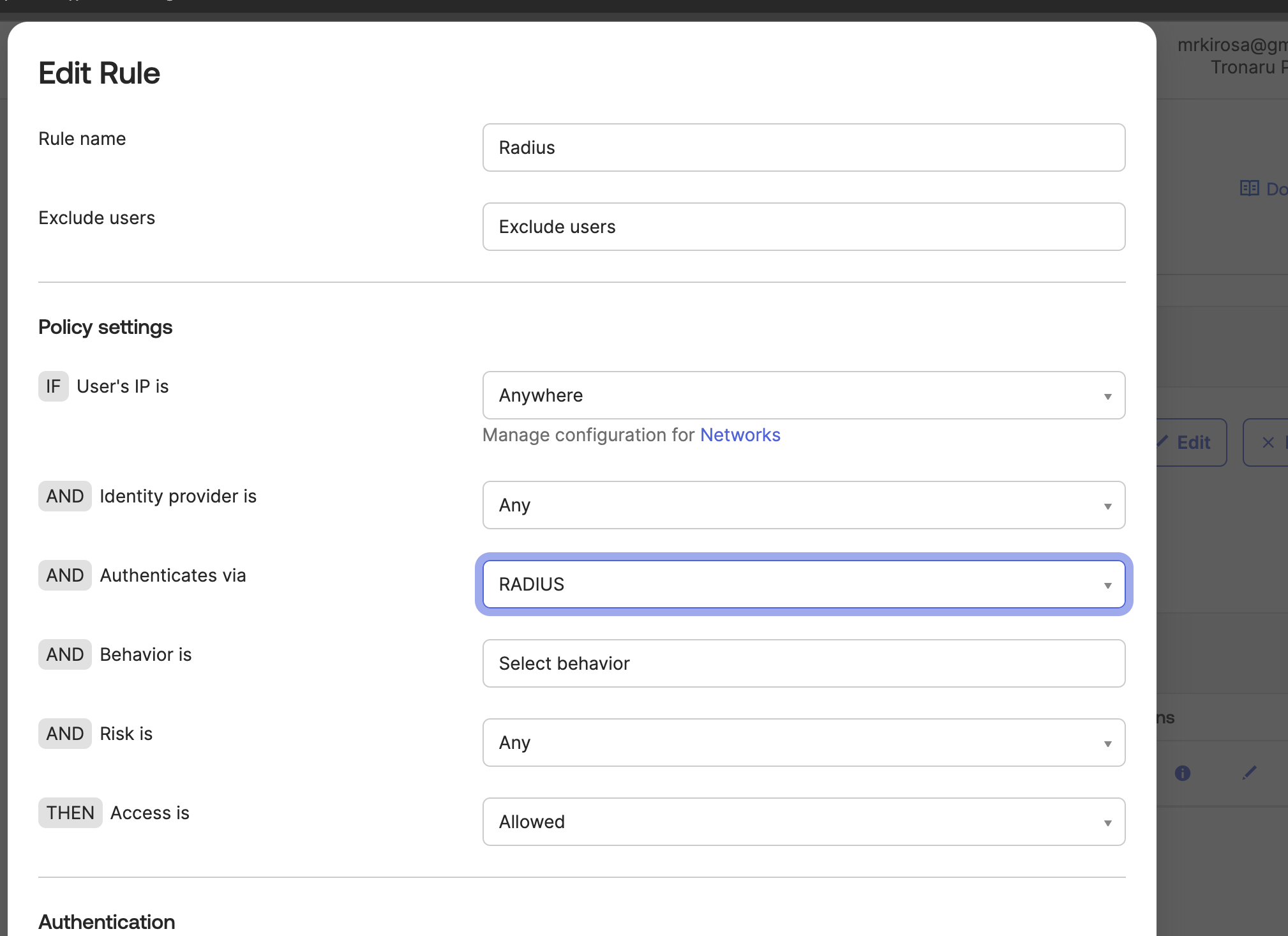 RADIUS authentications