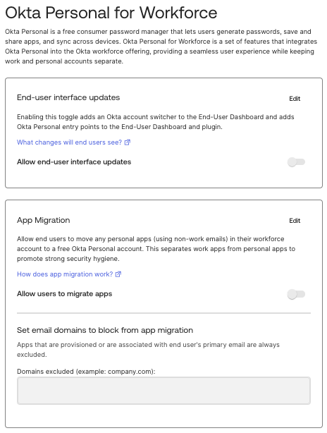 Okta Personal for Workforce